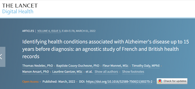 法国、英国共约4万名阿尔茨海默病患者的记录